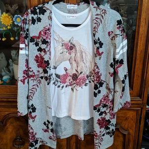 Girls unicorn tank with flower cover up